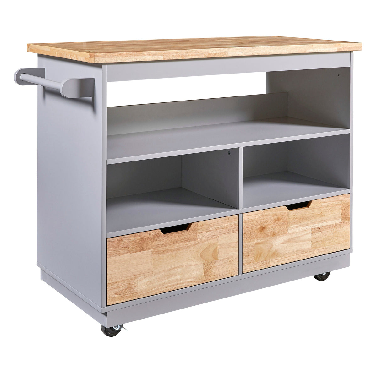 Nestfair Blue Wood Base with Mdf Wood Top Rolling Kitchen Island (21.7-in x 46-in x 35.62-in)