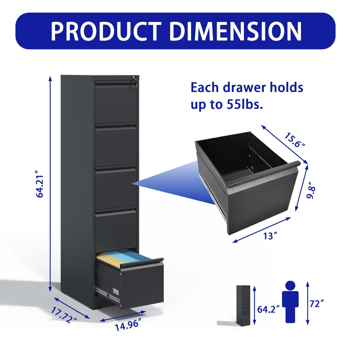 Kahomvis Black Office Cabinet