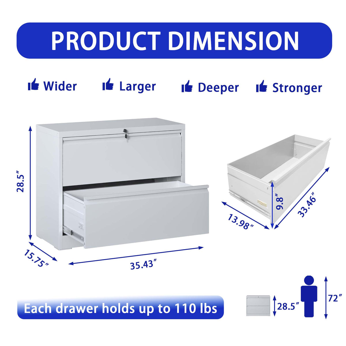 Kahomvis White Office Cabinet
