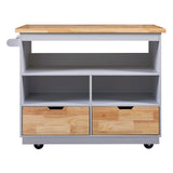 Nestfair Blue Wood Base with Mdf Wood Top Rolling Kitchen Island (21.7-in x 46-in x 35.62-in)