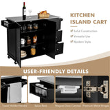 BABOOM Black Mdf Base with Stainless Steel Metal Top Rolling Kitchen Cart (18-in x 54-in x 36-in)
