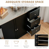 BABOOM Black Mdf Base with Stainless Steel Metal Top Rolling Kitchen Cart (18-in x 54-in x 36-in)