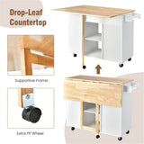 BABOOM White Mdf Base with Wood Top Rolling Kitchen Cart (30-in x 49-in x 36-in)