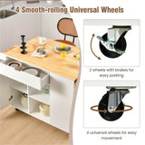 BABOOM White Mdf Base with Wood Top Rolling Kitchen Cart (30-in x 49-in x 36-in)