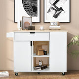 BABOOM White Mdf Base with Wood Top Rolling Kitchen Cart (30-in x 49-in x 36-in)