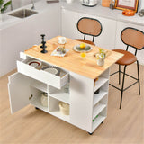 BABOOM White Mdf Base with Wood Top Rolling Kitchen Cart (30-in x 49-in x 36-in)
