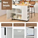 BABOOM White Mdf Base with Wood Top Rolling Kitchen Cart (30-in x 49-in x 36-in)