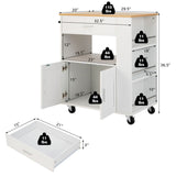 BABOOM White Composite Base with Composite Top Rolling Kitchen Cart (20-in x 32.5-in x 36.5-in)