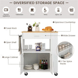 BABOOM White Composite Base with Composite Top Rolling Kitchen Cart (20-in x 32.5-in x 36.5-in)