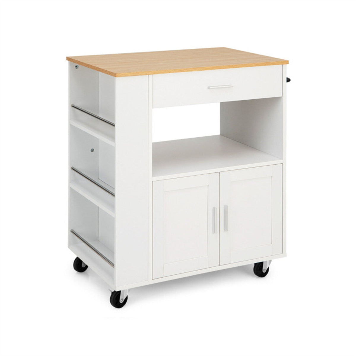 BABOOM White Composite Base with Composite Top Rolling Kitchen Cart (20-in x 32.5-in x 36.5-in)