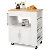 BABOOM White Composite Base with Composite Top Rolling Kitchen Cart (20-in x 32.5-in x 36.5-in)