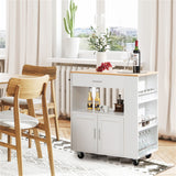 BABOOM White Composite Base with Composite Top Rolling Kitchen Cart (20-in x 32.5-in x 36.5-in)