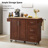 Kahomvis Brown Mdf Base with Wood Top Rolling Kitchen Island (18-in x 54-in x 35.5-in)