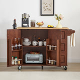 Kahomvis Brown Mdf Base with Wood Top Rolling Kitchen Island (18-in x 54-in x 35.5-in)