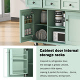 Kahomvis Green Mdf Base with Wood Top Rolling Kitchen Island (17.7-in x 53-in x 37.2-in)