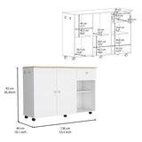 BABOOM White Composite Base with Composite Top Rolling Kitchen Island (18.1-in x 53.5-in x 36.2-in)