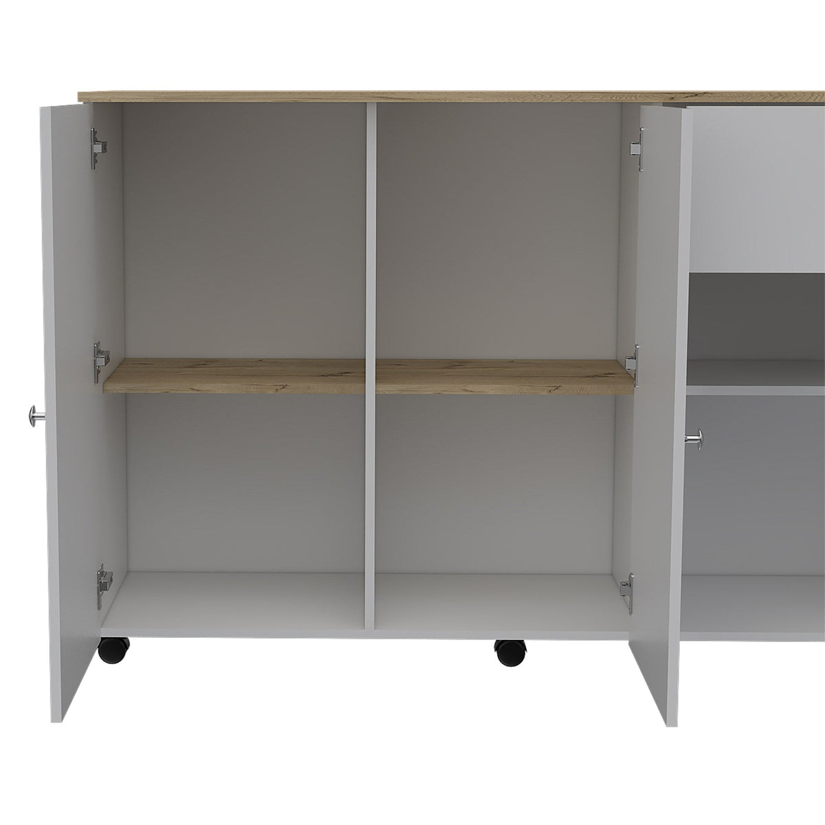 BABOOM White Composite Base with Composite Top Rolling Kitchen Island (18.1-in x 53.5-in x 36.2-in)