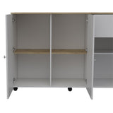 BABOOM White Composite Base with Composite Top Rolling Kitchen Island (18.1-in x 53.5-in x 36.2-in)