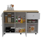 BABOOM White Composite Base with Composite Top Rolling Kitchen Island (18.1-in x 53.5-in x 36.2-in)