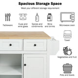 Kahomvis White Mdf Base with Wood Top Rolling Kitchen Island (17.7-in x 53-in x 37.2-in)