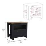 BABOOM Black Mdf Base with Composite Top Kitchen Island (27.5-in x 40.5-in x 35.3-in)
