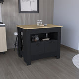 BABOOM Black Mdf Base with Composite Top Kitchen Island (27.5-in x 40.5-in x 35.3-in)