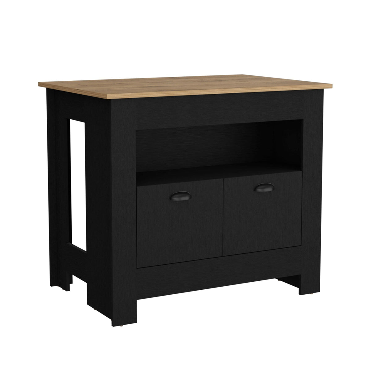 BABOOM Black Mdf Base with Composite Top Kitchen Island (27.5-in x 40.5-in x 35.3-in)