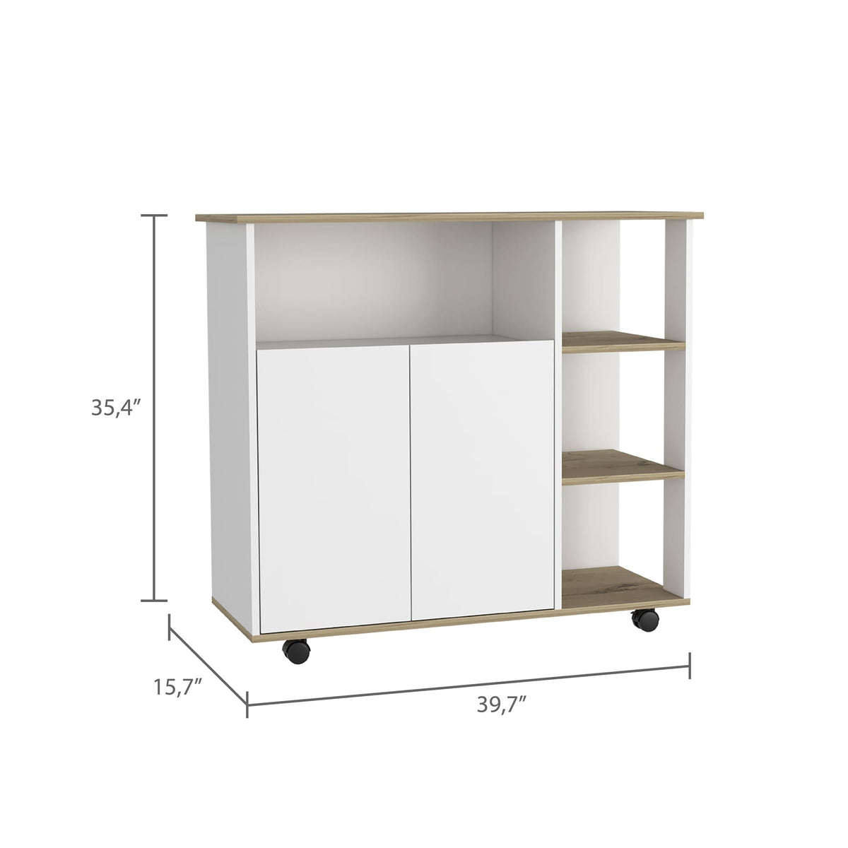 BABOOM White Composite Base with Composite Top Rolling Kitchen Cart (15.7-in x 39.7-in x 35.4-in)