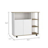 BABOOM White Composite Base with Composite Top Rolling Kitchen Cart (15.7-in x 39.7-in x 35.4-in)