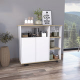 BABOOM White Composite Base with Composite Top Rolling Kitchen Cart (15.7-in x 39.7-in x 35.4-in)