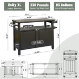 BABOOM Brown Metal Base with Extruded Aluminum Top Rolling Kitchen Island (20.31-in x 51.67-in x 35.51-in)