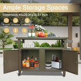 BABOOM Brown Metal Base with Extruded Aluminum Top Rolling Kitchen Island (20.31-in x 51.67-in x 35.51-in)