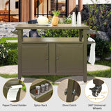 BABOOM Brown Metal Base with Extruded Aluminum Top Rolling Kitchen Island (20.31-in x 51.67-in x 35.51-in)
