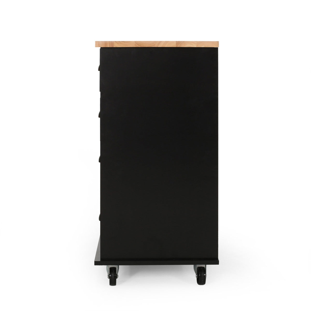 BABOOM Black Composite Base with Wood Top Rolling Kitchen Cart (17.75-in x 31.5-in x 34.5-in)