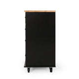 BABOOM Black Composite Base with Wood Top Rolling Kitchen Cart (17.75-in x 31.5-in x 34.5-in)
