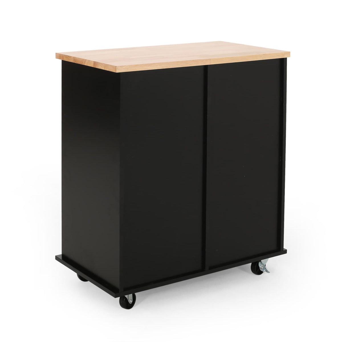 BABOOM Black Composite Base with Wood Top Rolling Kitchen Cart (17.75-in x 31.5-in x 34.5-in)