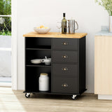 BABOOM Black Composite Base with Wood Top Rolling Kitchen Cart (17.75-in x 31.5-in x 34.5-in)