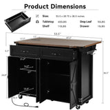 BABOOM Black Mdf Base with Mdf Wood Top Rolling Kitchen Cart (28.75-in x 53.5-in x 36.5-in)
