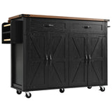 BABOOM Black Mdf Base with Mdf Wood Top Rolling Kitchen Cart (28.75-in x 53.5-in x 36.5-in)