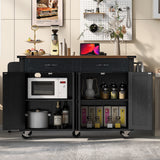 BABOOM Black Mdf Base with Mdf Wood Top Rolling Kitchen Cart (28.75-in x 53.5-in x 36.5-in)
