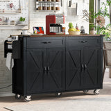 BABOOM Black Mdf Base with Mdf Wood Top Rolling Kitchen Cart (28.75-in x 53.5-in x 36.5-in)