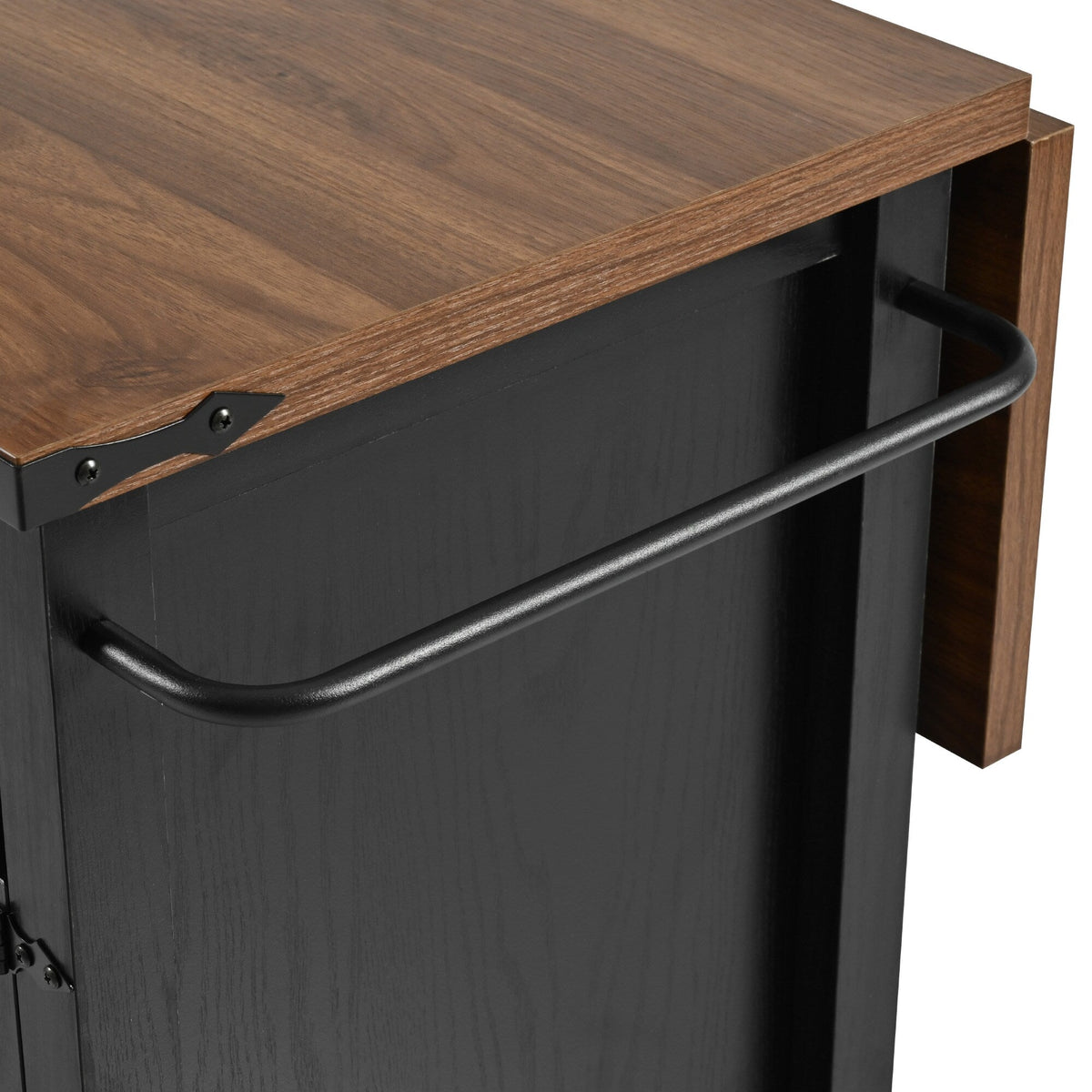BABOOM Black Mdf Base with Mdf Wood Top Rolling Kitchen Cart (28.75-in x 53.5-in x 36.5-in)