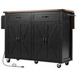BABOOM Black Mdf Base with Mdf Wood Top Rolling Kitchen Cart (28.75-in x 53.5-in x 36.5-in)