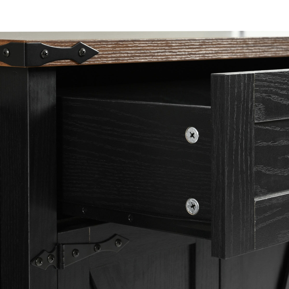 BABOOM Black Mdf Base with Mdf Wood Top Rolling Kitchen Cart (28.75-in x 53.5-in x 36.5-in)
