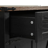 BABOOM Black Mdf Base with Mdf Wood Top Rolling Kitchen Cart (28.75-in x 53.5-in x 36.5-in)
