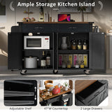 BABOOM Black Mdf Base with Mdf Wood Top Rolling Kitchen Cart (28.75-in x 53.5-in x 36.5-in)