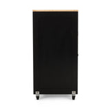 BABOOM Black Wood Base with Wood Top Rolling Kitchen Cart (17-in x 32.5-in x 34.5-in)