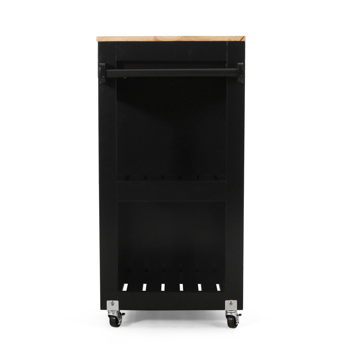 BABOOM Black Wood Base with Wood Top Rolling Kitchen Cart (17-in x 32.5-in x 34.5-in)