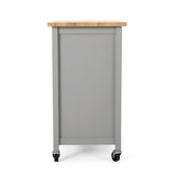 BABOOM Gray Wood Base with Wood Top Rolling Kitchen Cart (18.9-in x 41.75-in x 35.25-in)