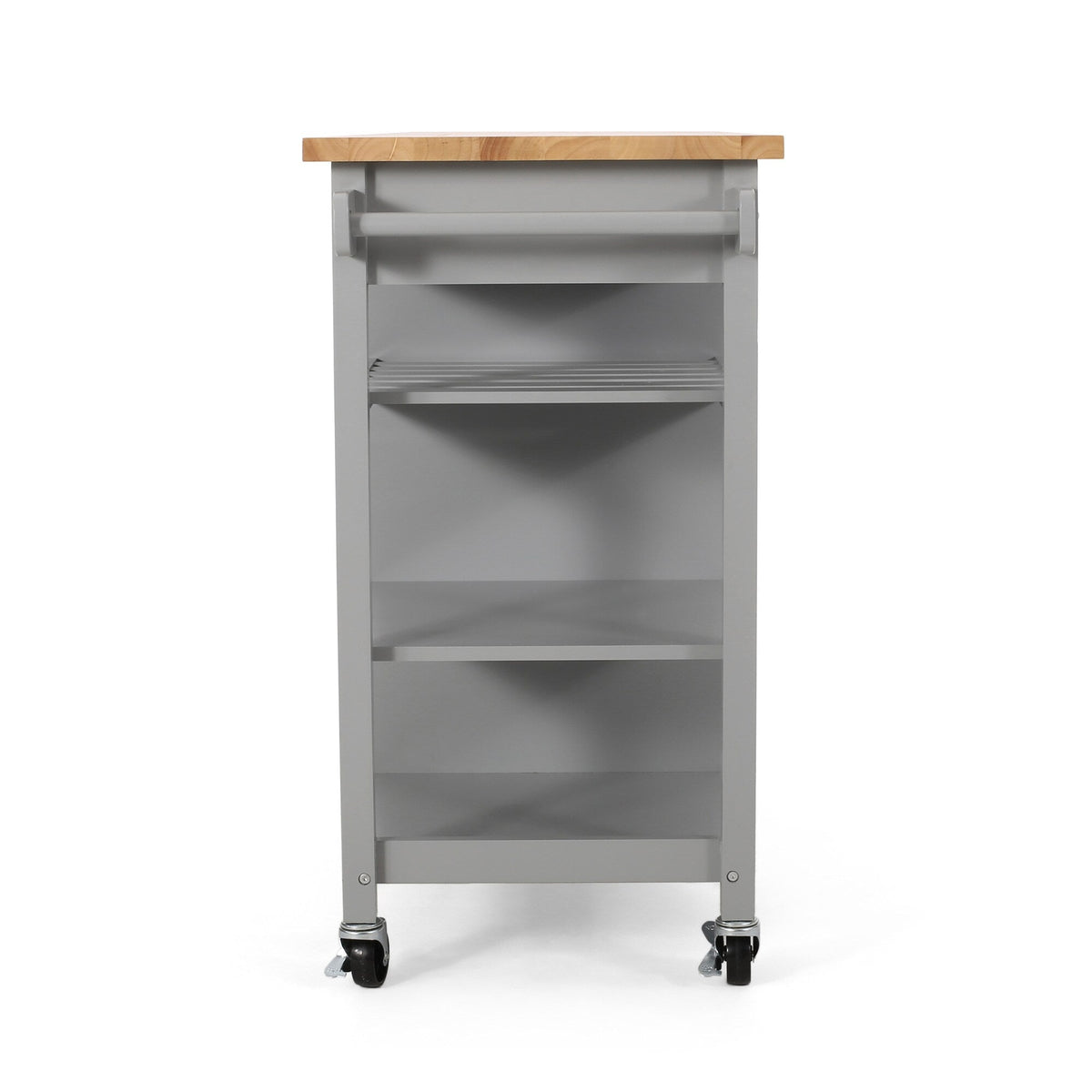 BABOOM Gray Wood Base with Wood Top Rolling Kitchen Cart (18.9-in x 41.75-in x 35.25-in)